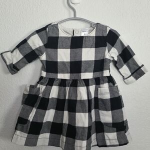 Baby 9m Black and White Buffalo Plaid Girls Cotton Dress